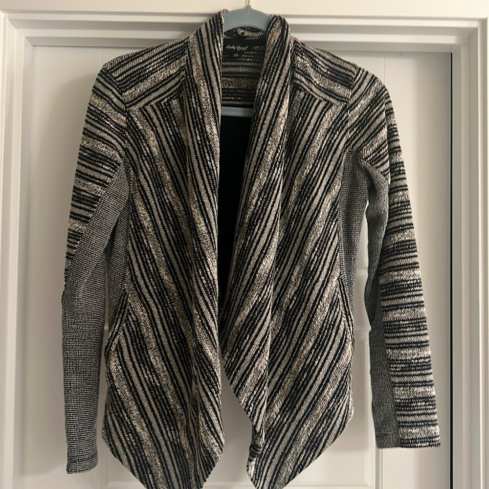 Lucky Brand Woman's Extra Small Cardigan Sweater Black Gray